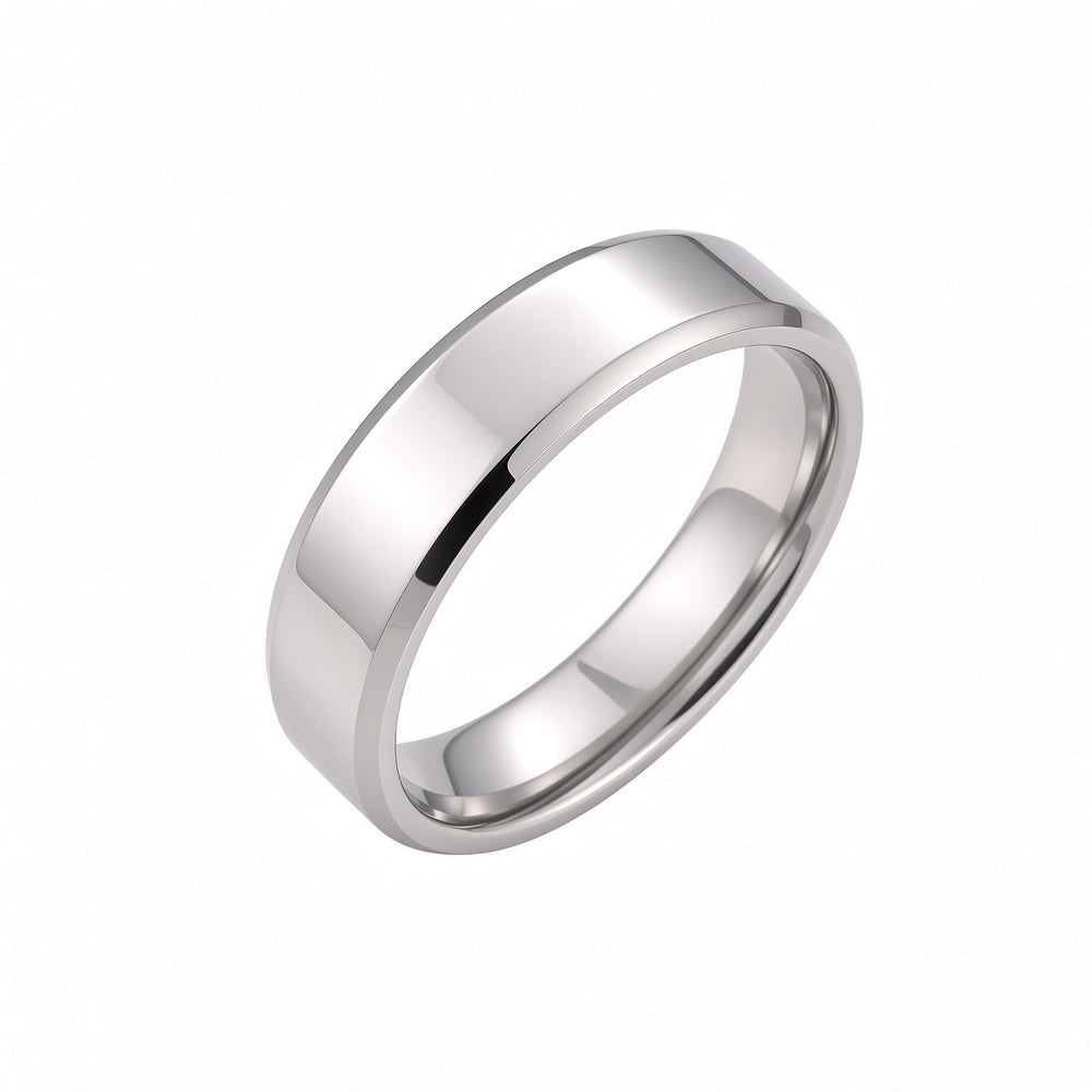 The Apex | Silver Titanium Wedding Ring with Bevelled Edges