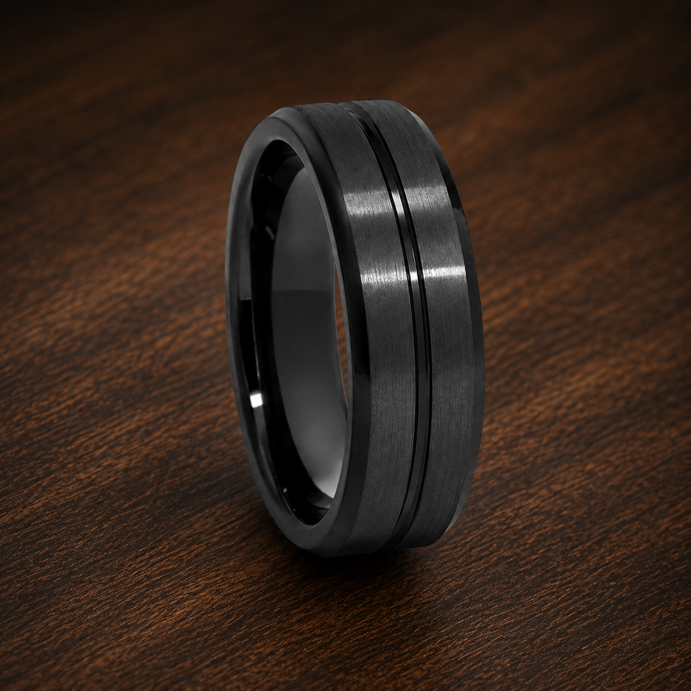 The Eclipse Edge | Premium Black Tungsten Wedding Ring