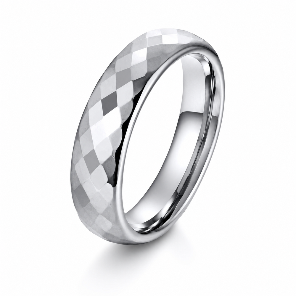 The Legacy Silver Set Faceted Silver Wedding Ring Set | 4mm & 6mm