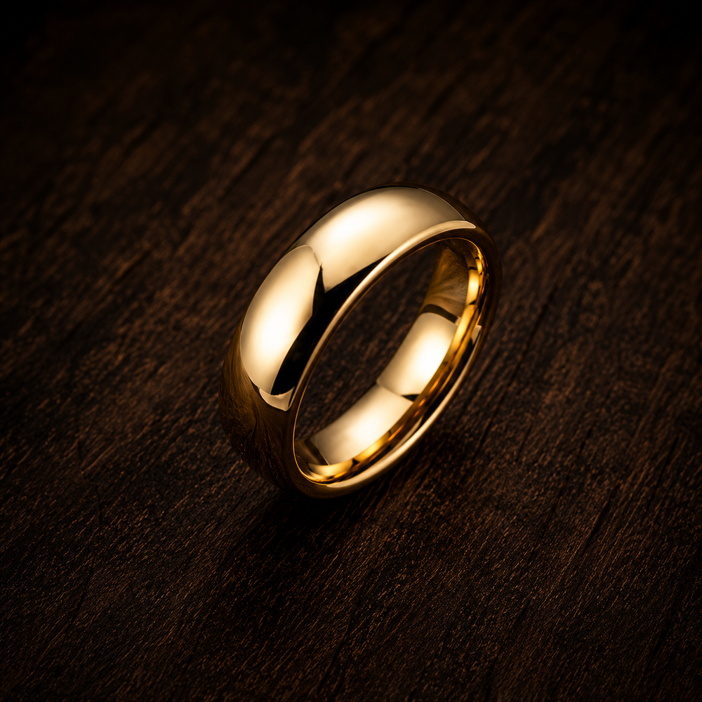 The Gold Noir | Polished Gold Titanium Wedding Band
