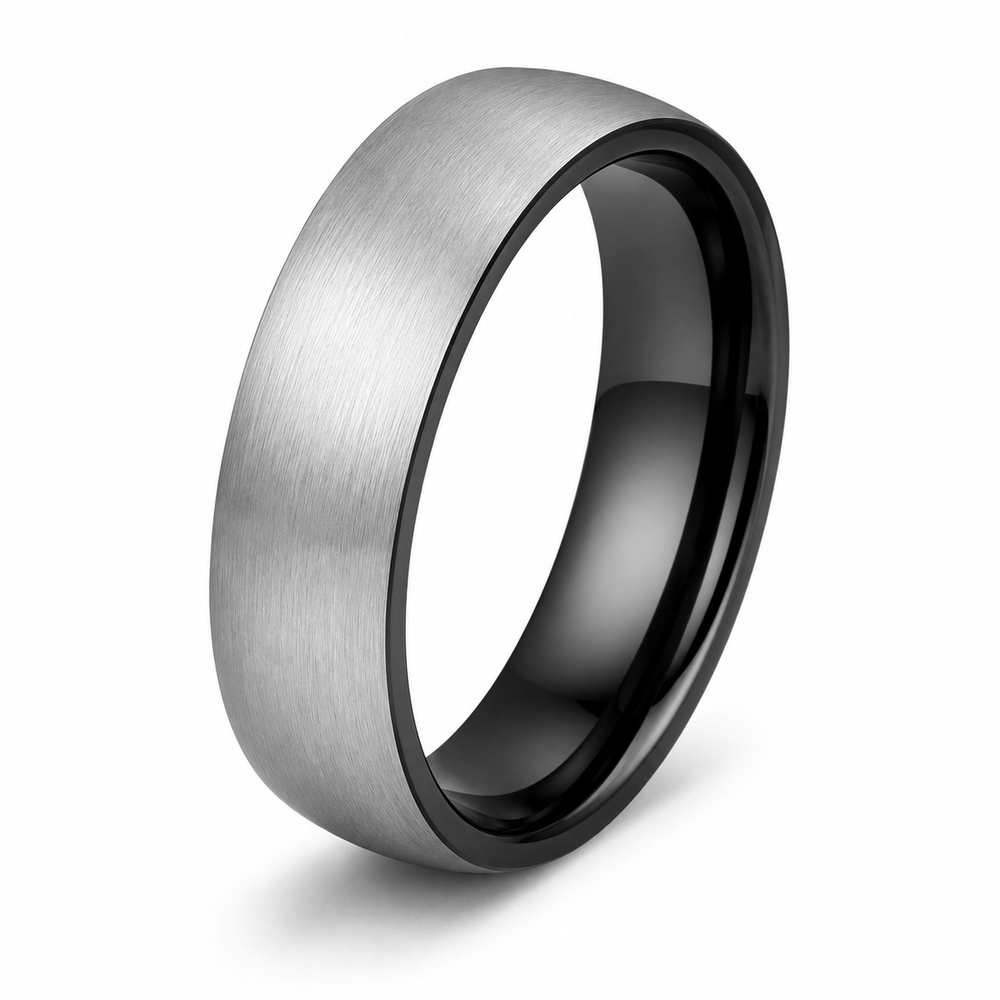 The Sterling | Brushed Titanium Wedding Band with Black Interior | 6mm, 8mm