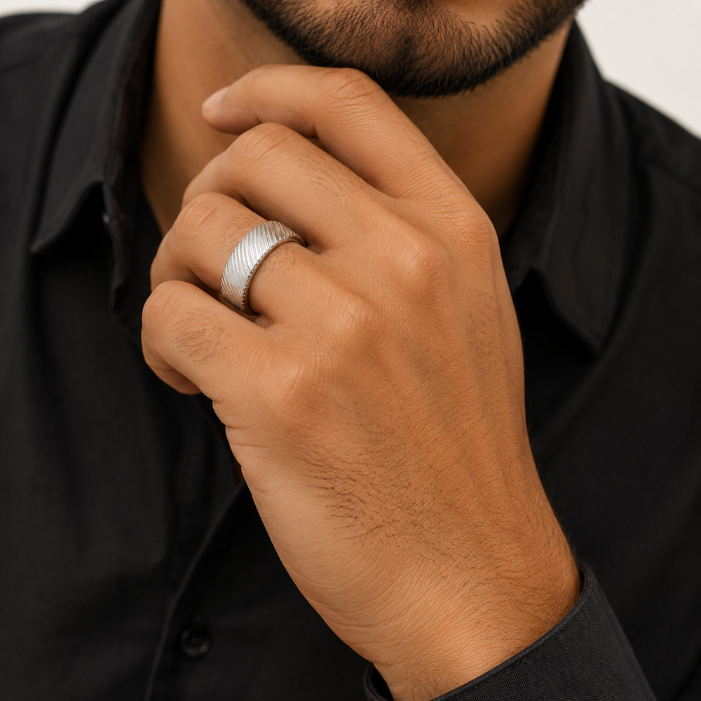 The Founder's Reserve | Genuine Whiskey Barrel Wood Inlay Men's Wedding Band | 6mm, 8mm