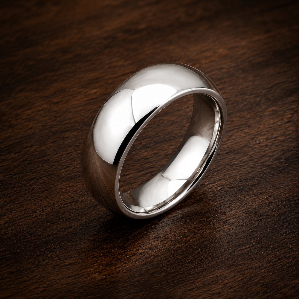The Silver Noir | Classic High Polished Gold Titanium Wedding Band