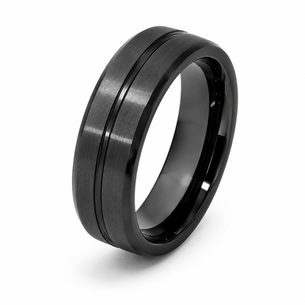 The Eclipse Edge | Premium Black Tungsten Wedding Ring