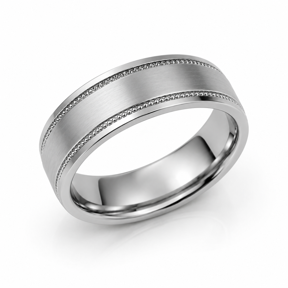 The Whitmore | Titanium Wedding Band with Milgrain Detailing | 6mm