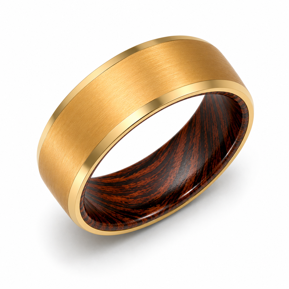 The Speyside | Tungsten Carbide Wedding Band with Whiskey Barrel Wood Interior