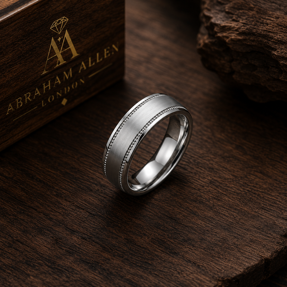 The Whitmore | Titanium Wedding Band with Milgrain Detailing | 6mm