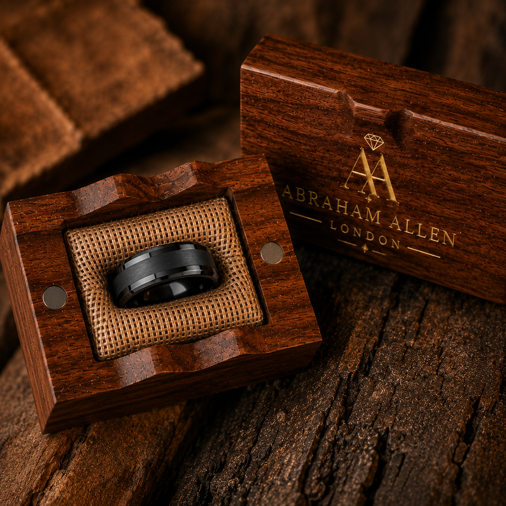 The Vanguard | Black Tungsten Wedding Band – Matte & Polished Finish | 6mm, 8mm