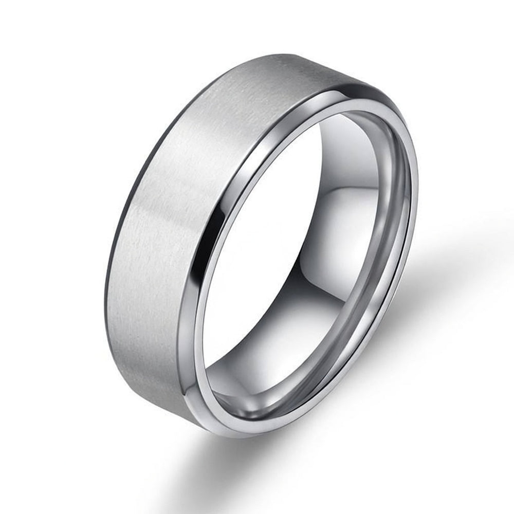 The Crest Titanium Wedding Band | Brushed Silver Finish | Polished Edges | 4mm, 6mm & 8mm