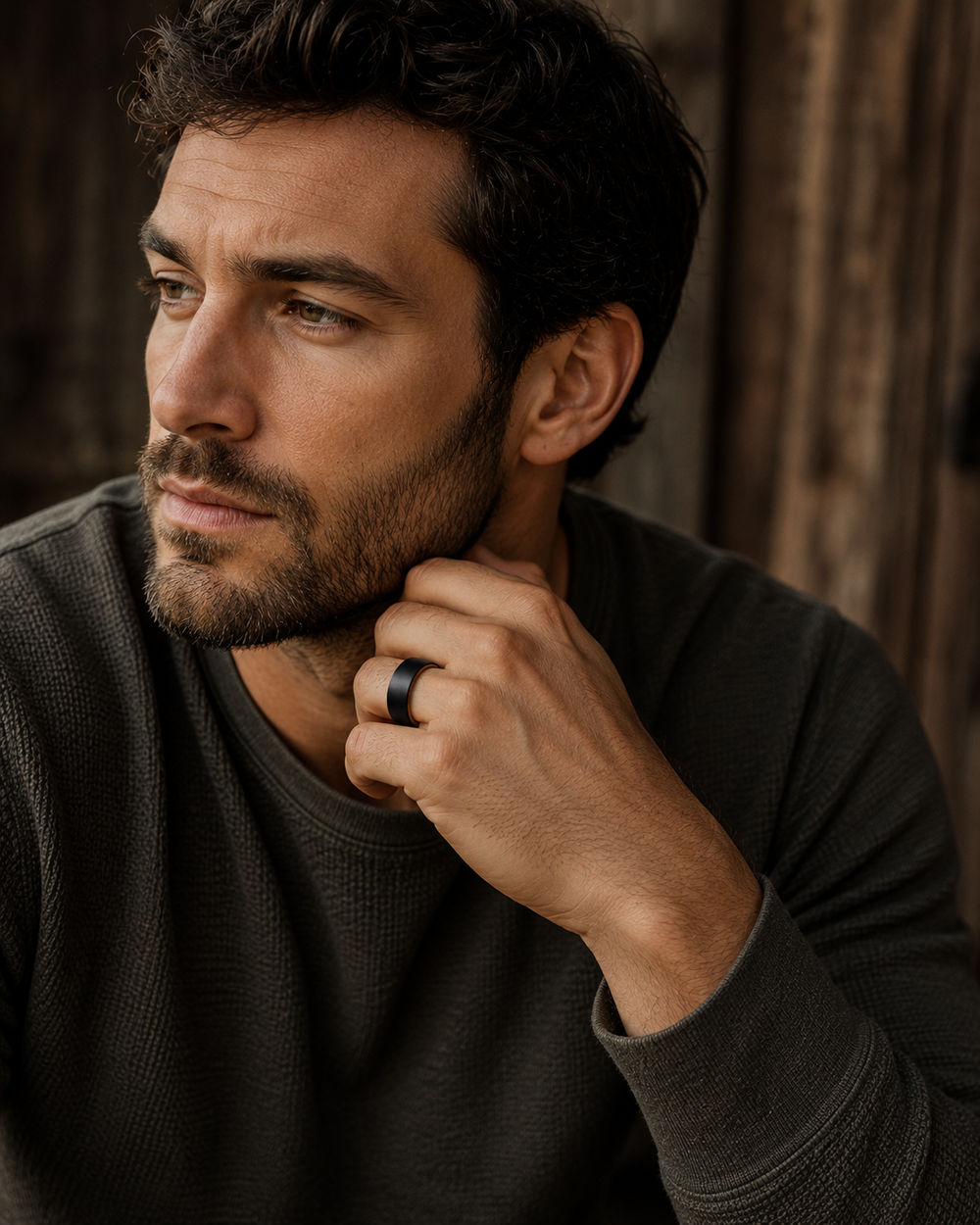 The Cooper Black | Black Tungsten With Natural Wood Interior | 6mm, 8mm