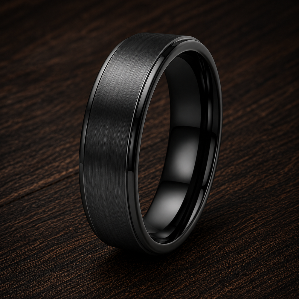 The Blackwell Black Titanium Wedding Band | Brushed Finish |4mm, 6mm & 8mm