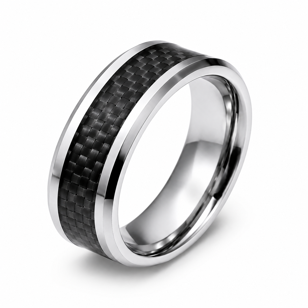THE CARBON | Tungsten & Black Carbon Fibre Wedding Ring