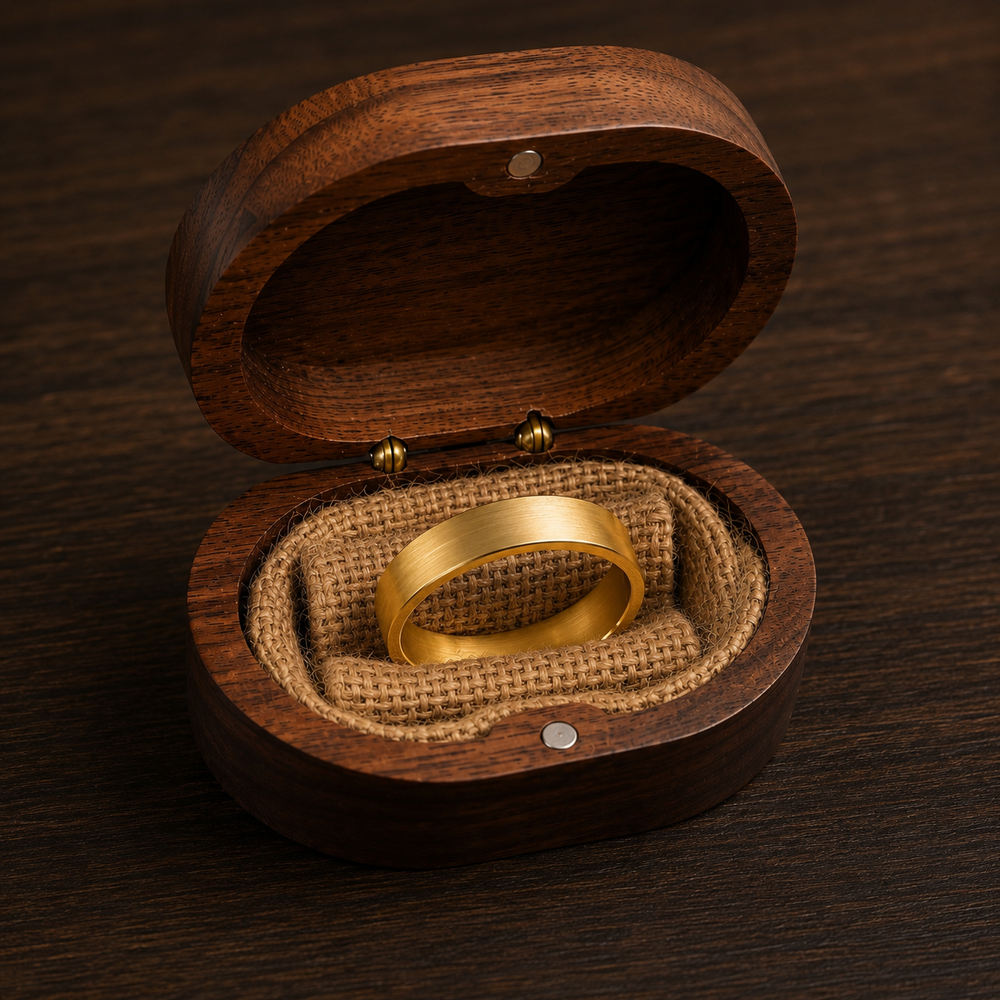 The Windsor | Classic Gold Brushed Titanium Wedding Ring