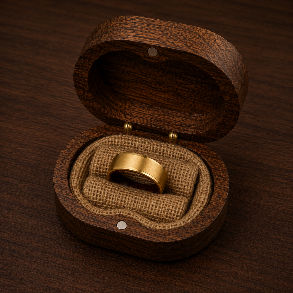 The Speyside | Tungsten Carbide Wedding Band with Whiskey Barrel Wood Interior