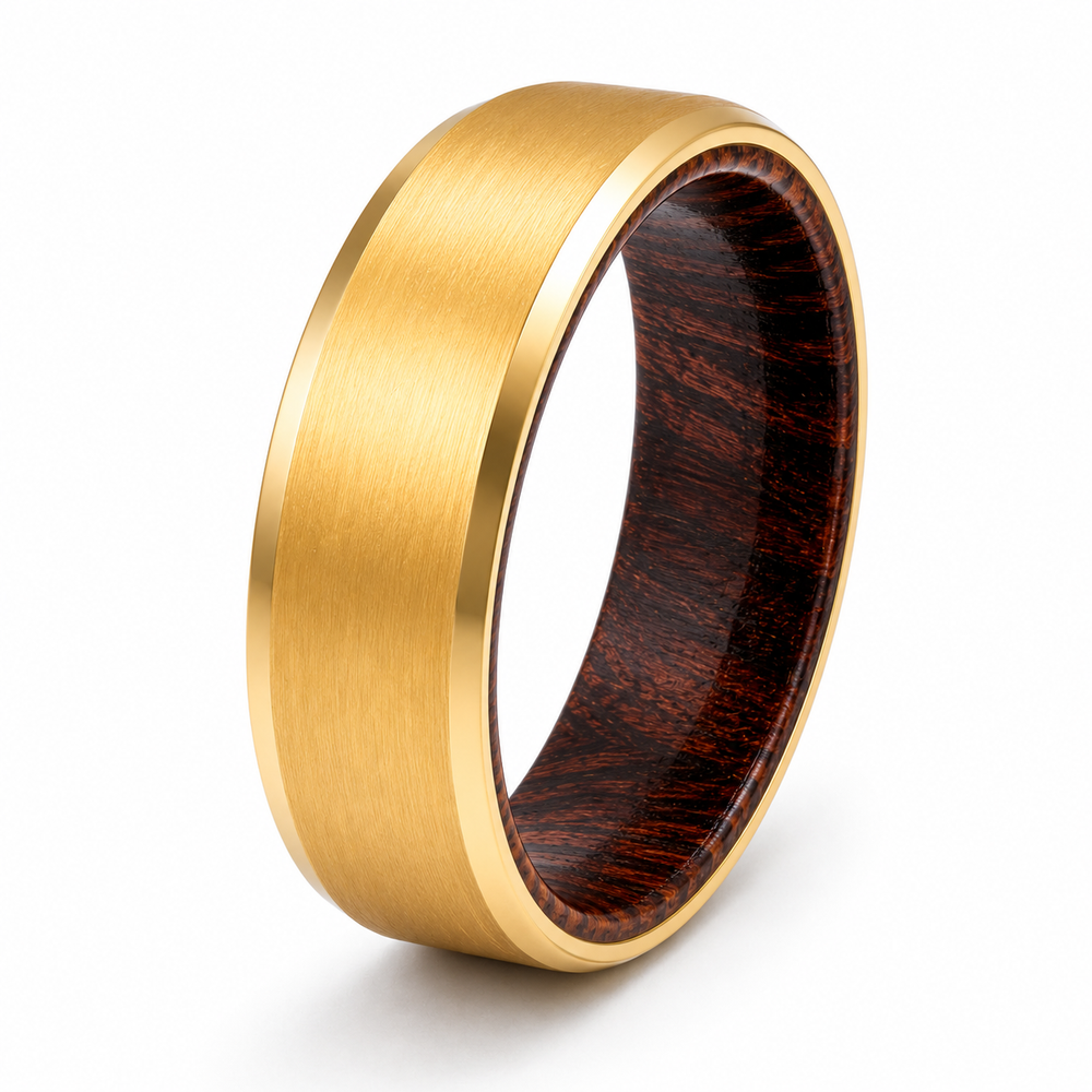 The Speyside | Tungsten Carbide Wedding Band with Whiskey Barrel Wood Interior