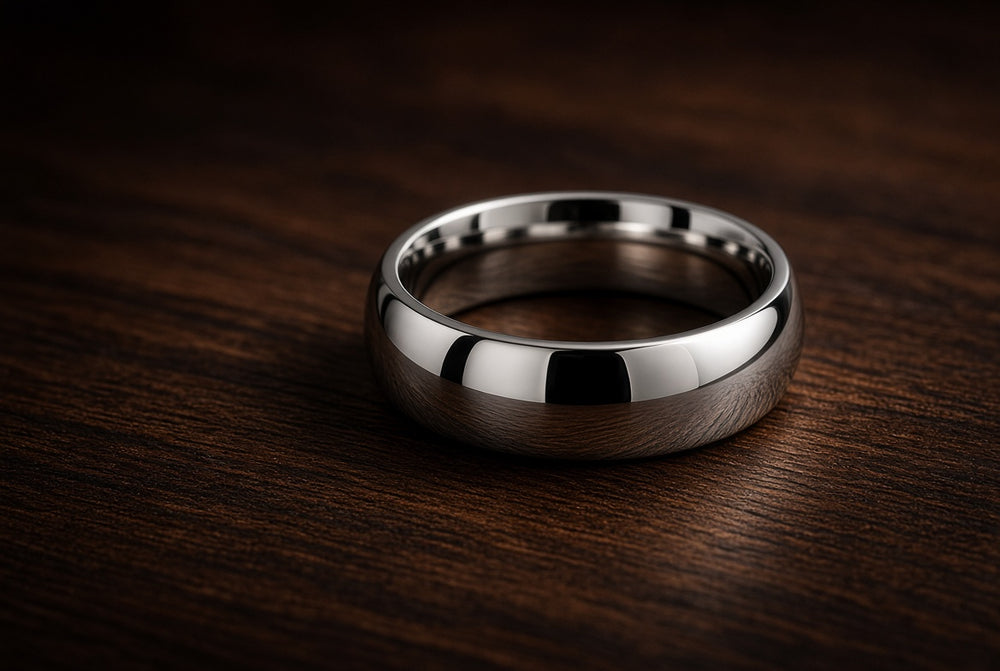 The Silver Noir | Classic High Polished Titanium Wedding Band