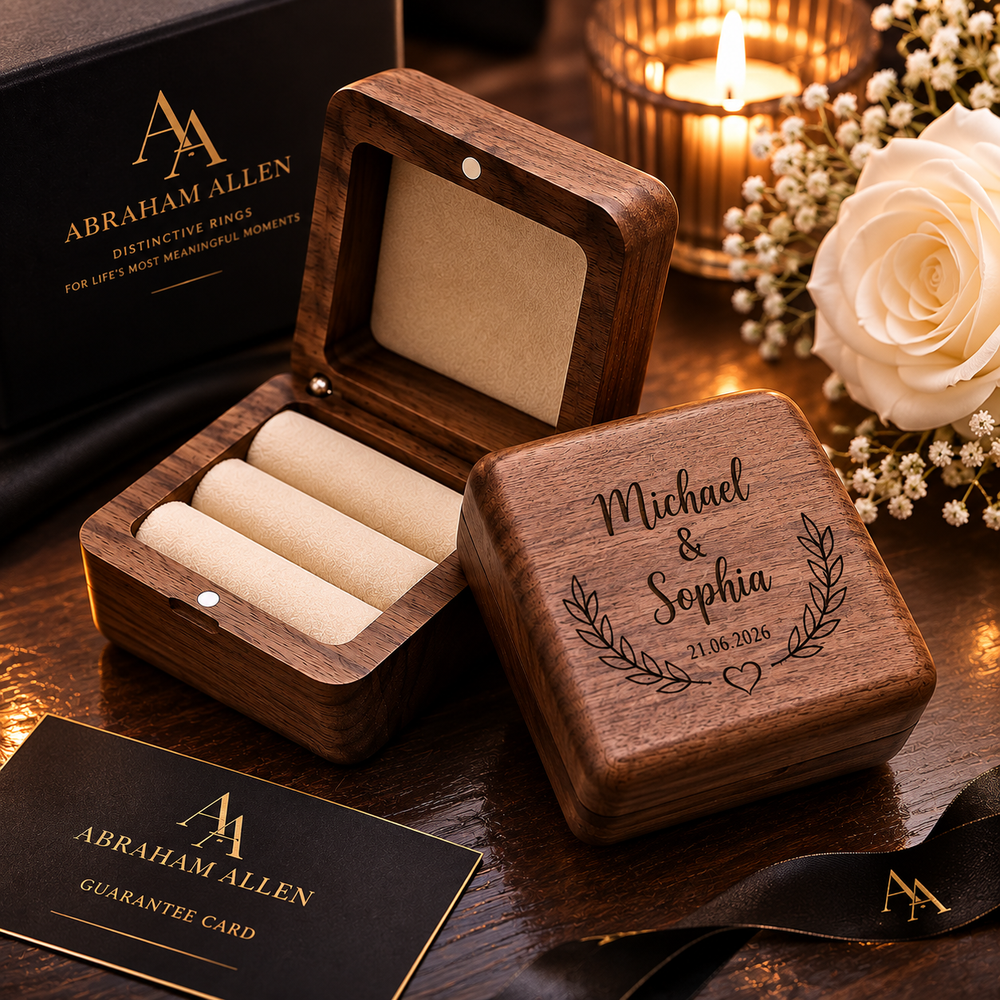 Personalised Wooden Wedding Ring Box – Custom Engraved Keepsake