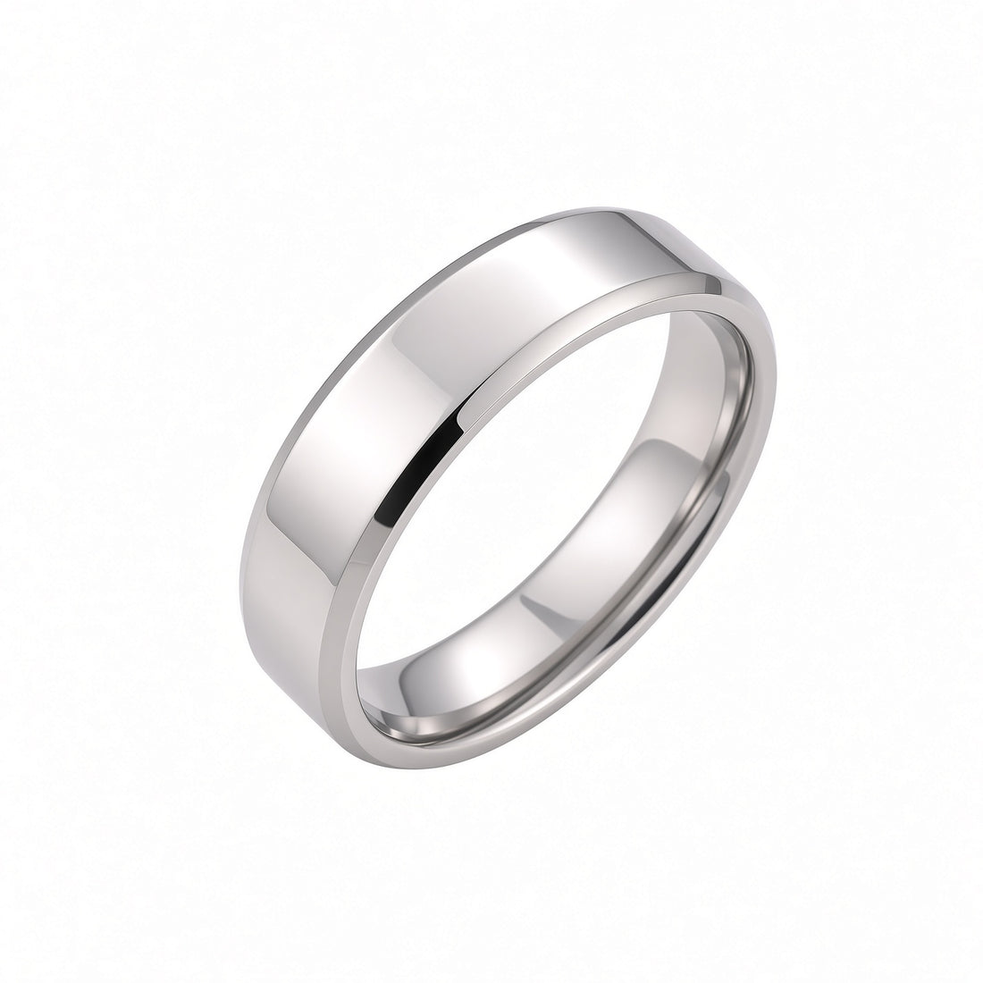 The Apex | Silver Titanium Wedding Ring with Bevelled Edges