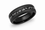 The Astral | Black Tungsten & Crushed Meteorite Inlay Ring | 6mm, 8mm