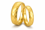 The Legacy Gold Set | Faceted Gold Wedding Ring Set |4mm & 6mm
