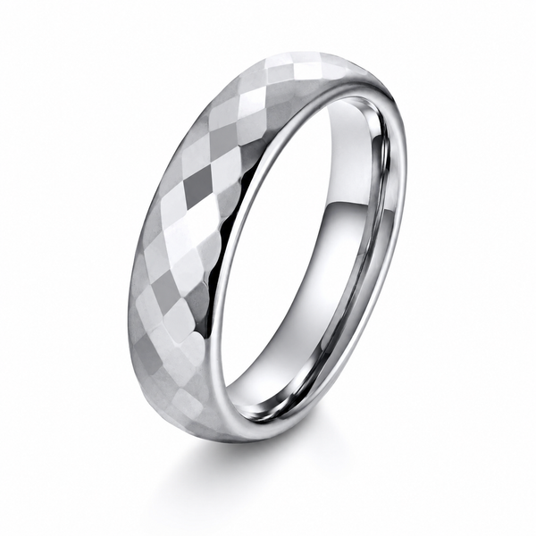 The Legacy Silver Set Faceted Silver Wedding Ring Set | 4mm & 6mm