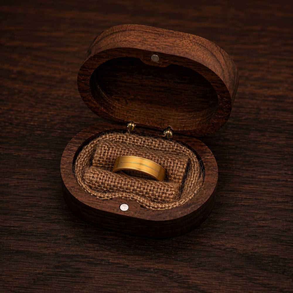 The Cavendish | Gold Titanium Wedding Ring with Twin Precision Grooves