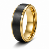 The Citadel | 18K Gold-Edged Brushed Tungsten Wedding Band | 6mm, 8mm