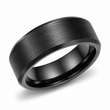 The Chancellor | Classic Brushed Tungsten Wedding Band with Beveled Edges