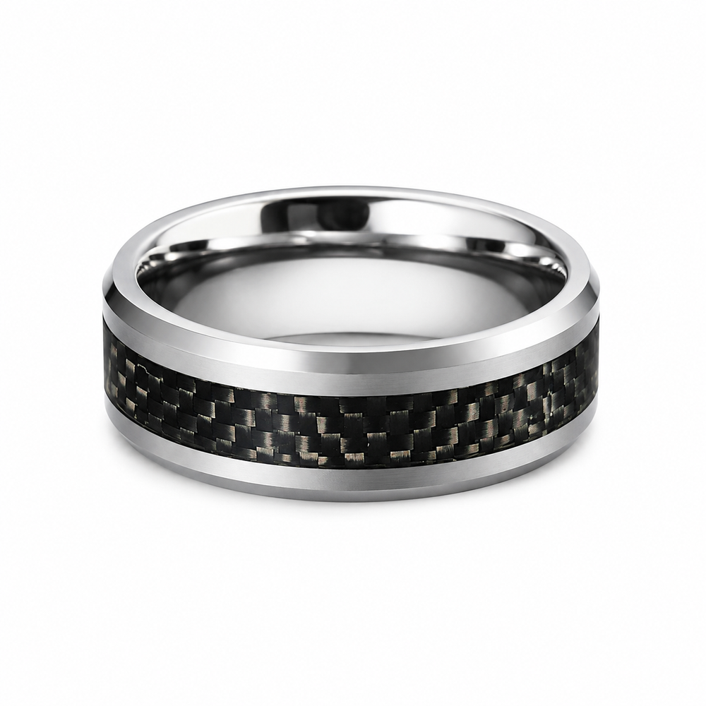 THE CARBON | Tungsten & Black Carbon Fibre Wedding Ring