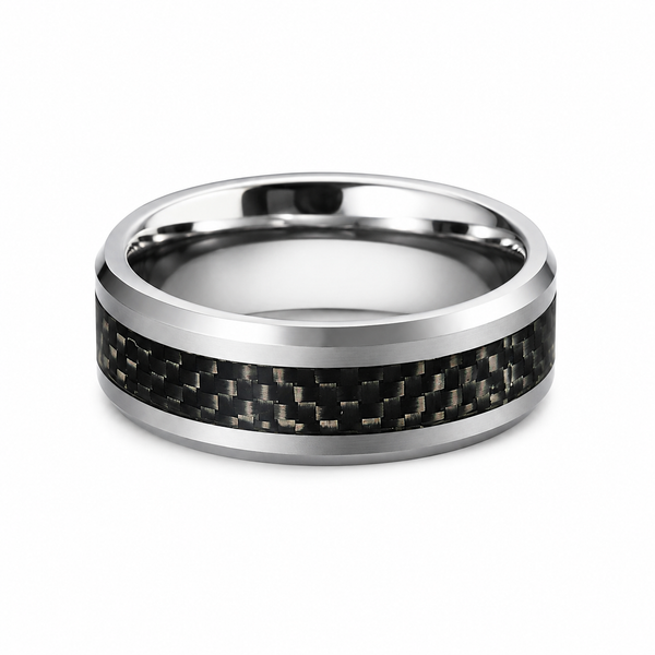 THE CARBON | Tungsten & Black Carbon Fibre Wedding Ring