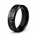 The Obsidian Celestial | Black Tungsten Carbide Meteorite Ring | 6mm, 8mm