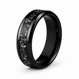 The Obsidian Celestial | Black Tungsten Carbide Meteorite Ring | 6mm, 8mm