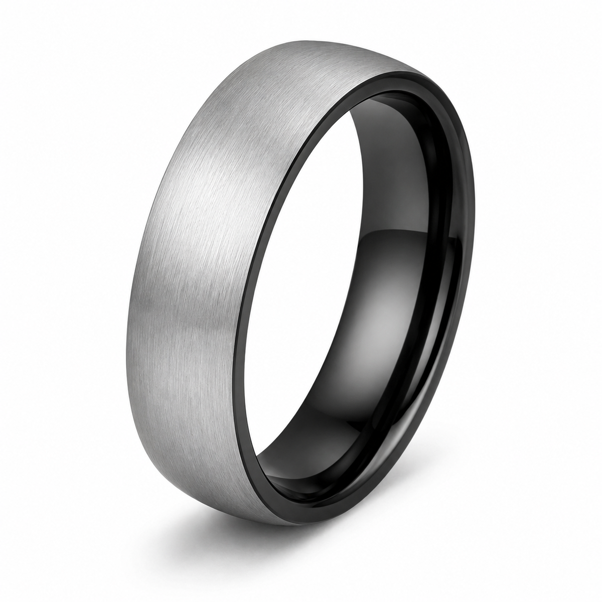 The Sterling | Brushed Titanium Wedding Band with Black Interior | 6mm, 8mm