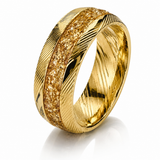 The Crownsmith | Gold Damascus Ring with Crushed Gold Inlay | 8mm