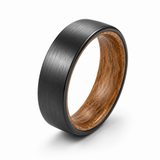 The Winchester | Minimalist Tungsten Carbide & Whiskey Barrel Wood Ring | 6mm, 8mm