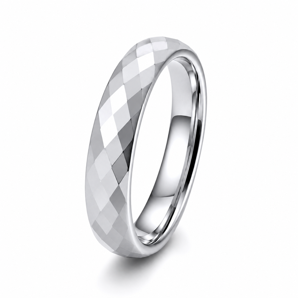 The Legacy Silver Set Faceted Silver Wedding Ring Set | 4mm & 6mm