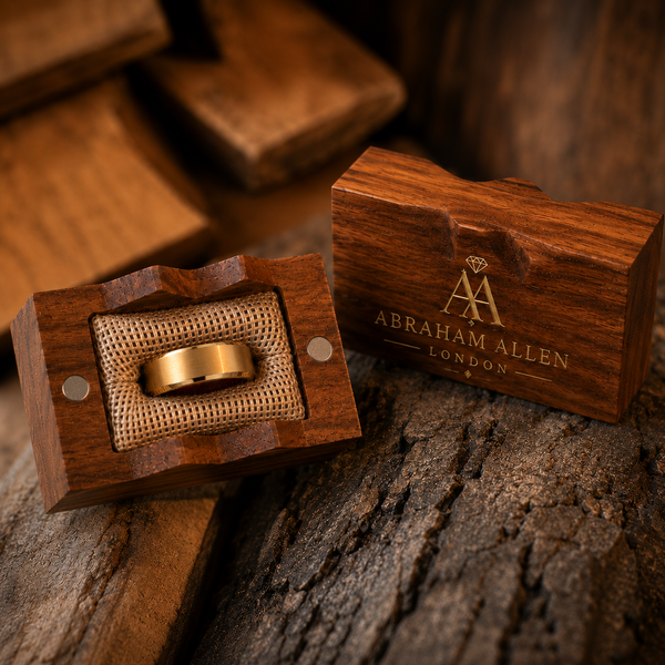 The Speyside | Tungsten Carbide Wedding Band with Whiskey Barrel Wood Interior