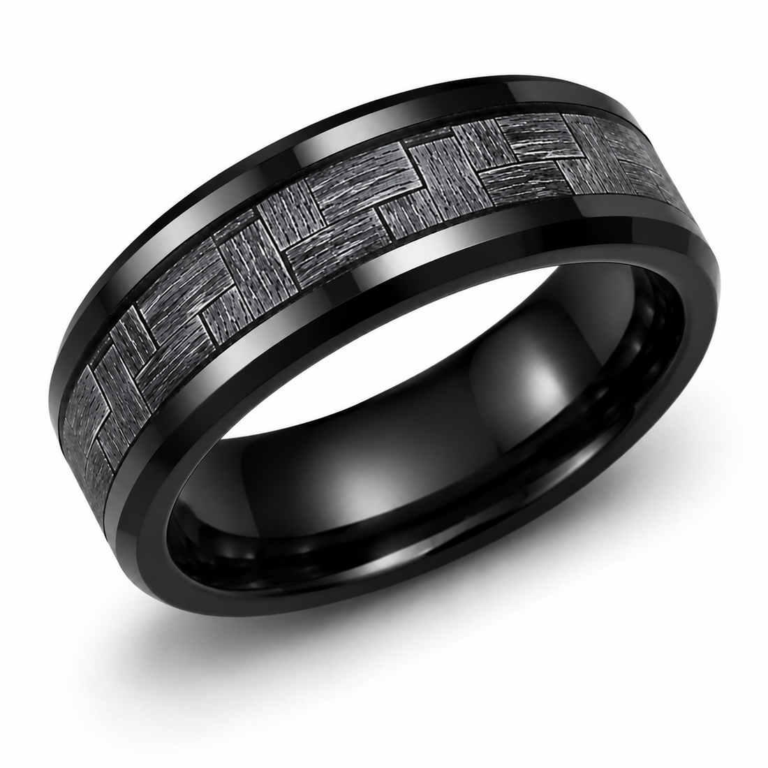 The Mercer | Carbon Fiber Ring | Black Tungsten Wedding Band | 6mm, 8mm