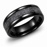 The Mercer | Carbon Fiber Ring | Black Tungsten Wedding Band | 6mm, 8mm