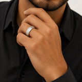 The Founder's Reserve | Genuine Whiskey Barrel Wood Inlay Men's Wedding Band | 6mm, 8mm