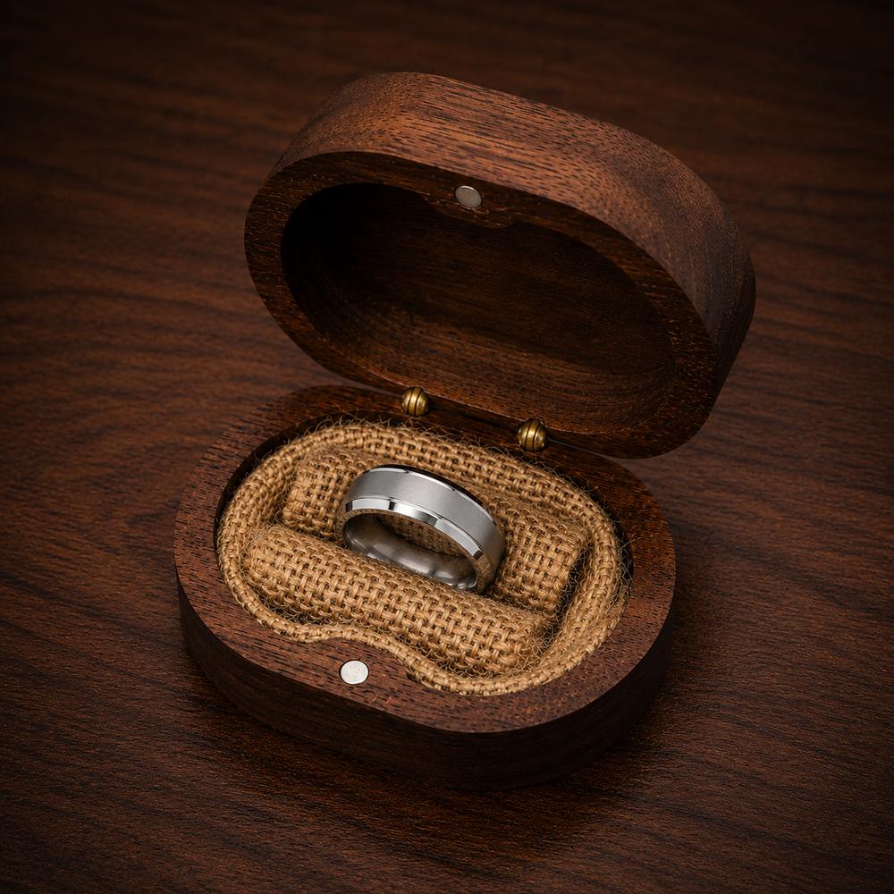 The Harrington | Silver Tungsten Wedding Ring with Polished Bevelled Edges