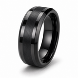 The Vanguard | Black Tungsten Wedding Band – Matte & Polished Finish | 6mm, 8mm