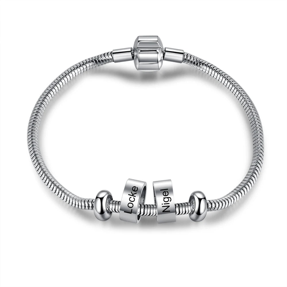 Personalized Metallic Style Engraveable Name Stainless Steel Bracelet - Abrahamallen