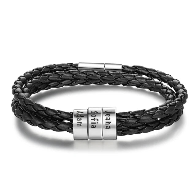 Personalized Engraveable 1-5 Name Multilayer Leather Bracelet - Abrahamallen