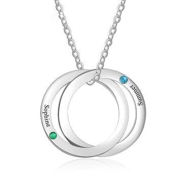 Personalized Double Circles Engraveable Name Pendant Necklace - Abrahamallen