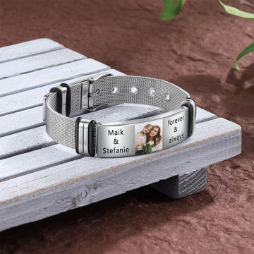 Personalized Engraveable Name Custom Photo Stainless Steel Bracelet - Abrahamallen