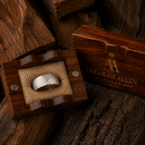 The Founder's Reserve | Genuine Whiskey Barrel Wood Inlay Men's Wedding Band | 6mm, 8mm