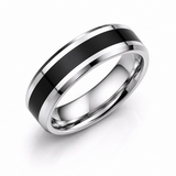 The Fortress |  Black Inlay Tungsten Carbide Ring | 6mm, 8mm