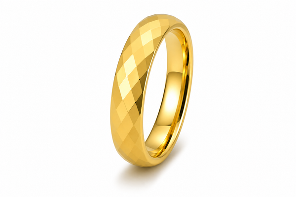 The Legacy Gold Set | Faceted Gold Wedding Ring Set |4mm & 6mm