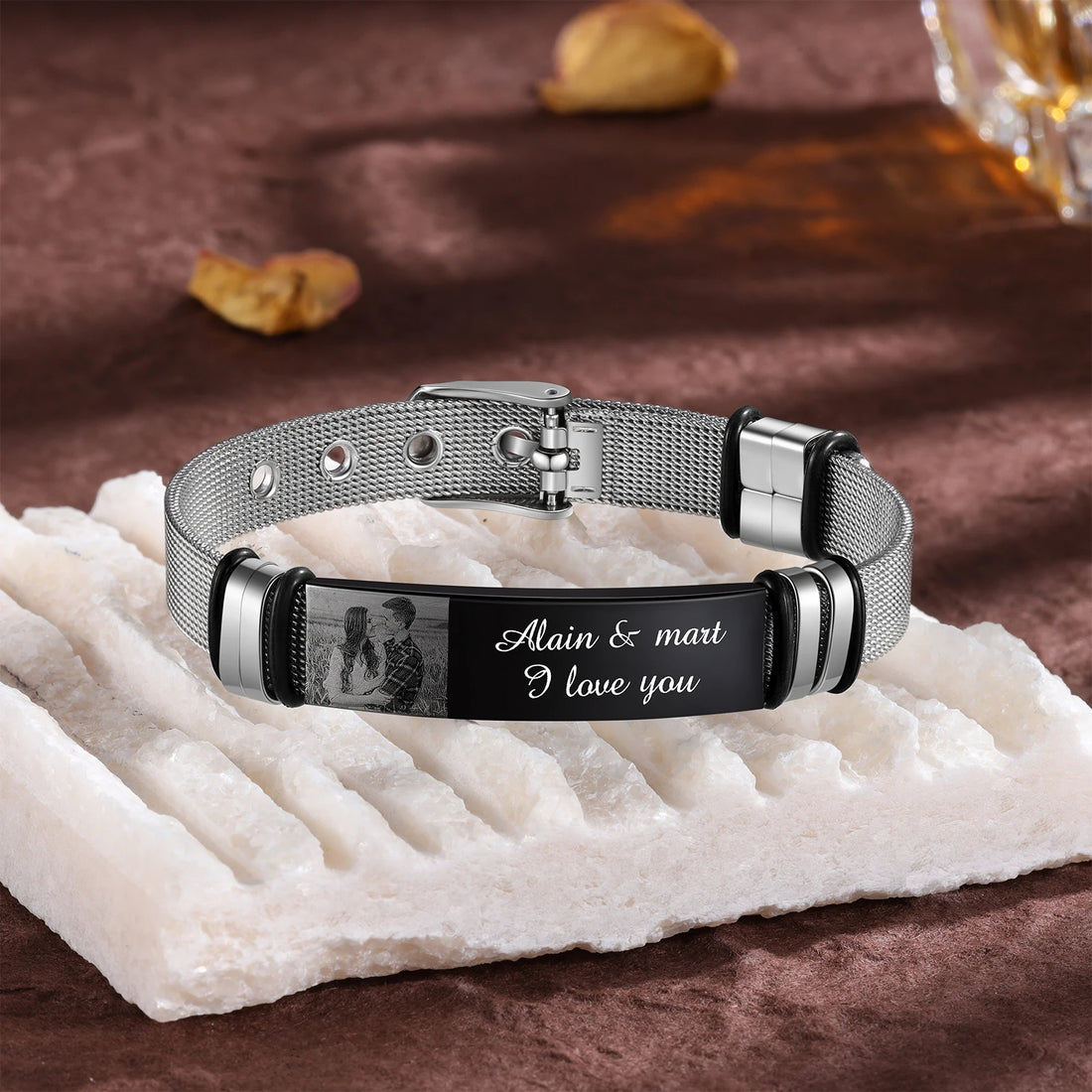 Personalized Engraveable Name Titanium Steel Customized Photo Bracelets - Abrahamallen